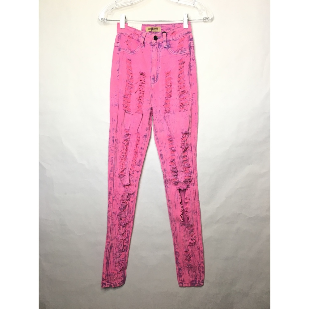 Aphrodite Pink Acid Wash High Waisted Skinny Jeans